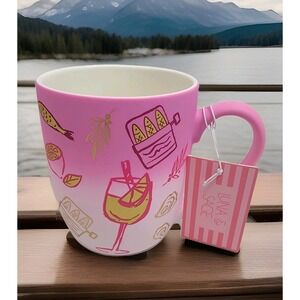 NEW Sardines Lemons Cocktails Pink Ombre By Luna‎ & Sage Soft Touch Coffee Mug